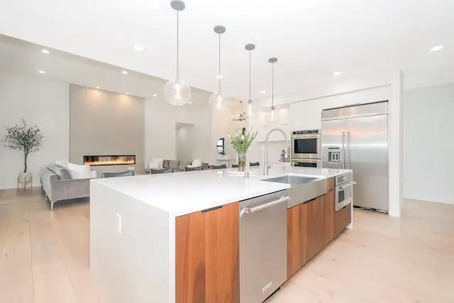 Modern kitchen remodel featuring custom cabinetry and open-concept island design